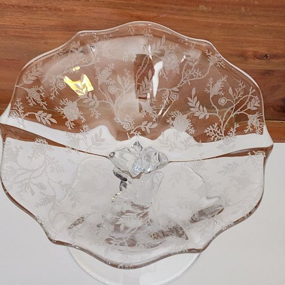 Fostoria Baroque Shirley Compote Pedestal Cheese Plate Stand Depression Glass - Picture 6 of 13